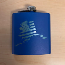 Load image into Gallery viewer, American Flag Alaska Shape - 6oz Stainless Flask