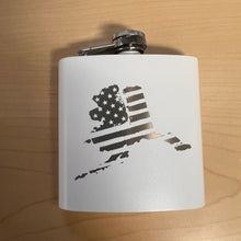 Load image into Gallery viewer, American Flag Alaska Shape - 6oz Stainless Flask