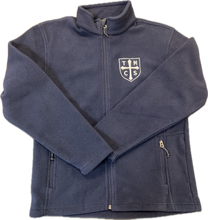Load image into Gallery viewer, Thomas More - Youth Fleece Jacket - Navy - Shield Logo Embroidered
