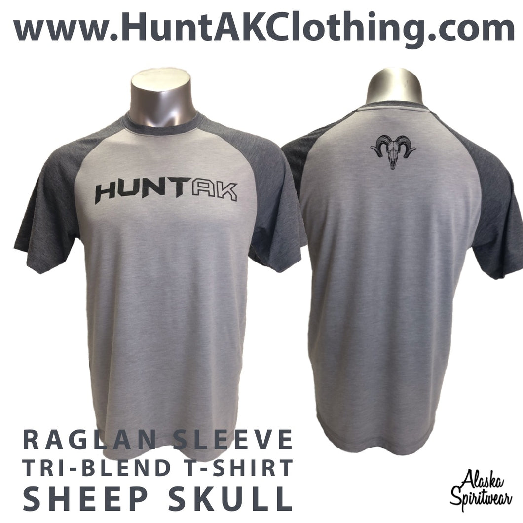 HUNT AK -Sheep Skull - Tri-Blend Shirt