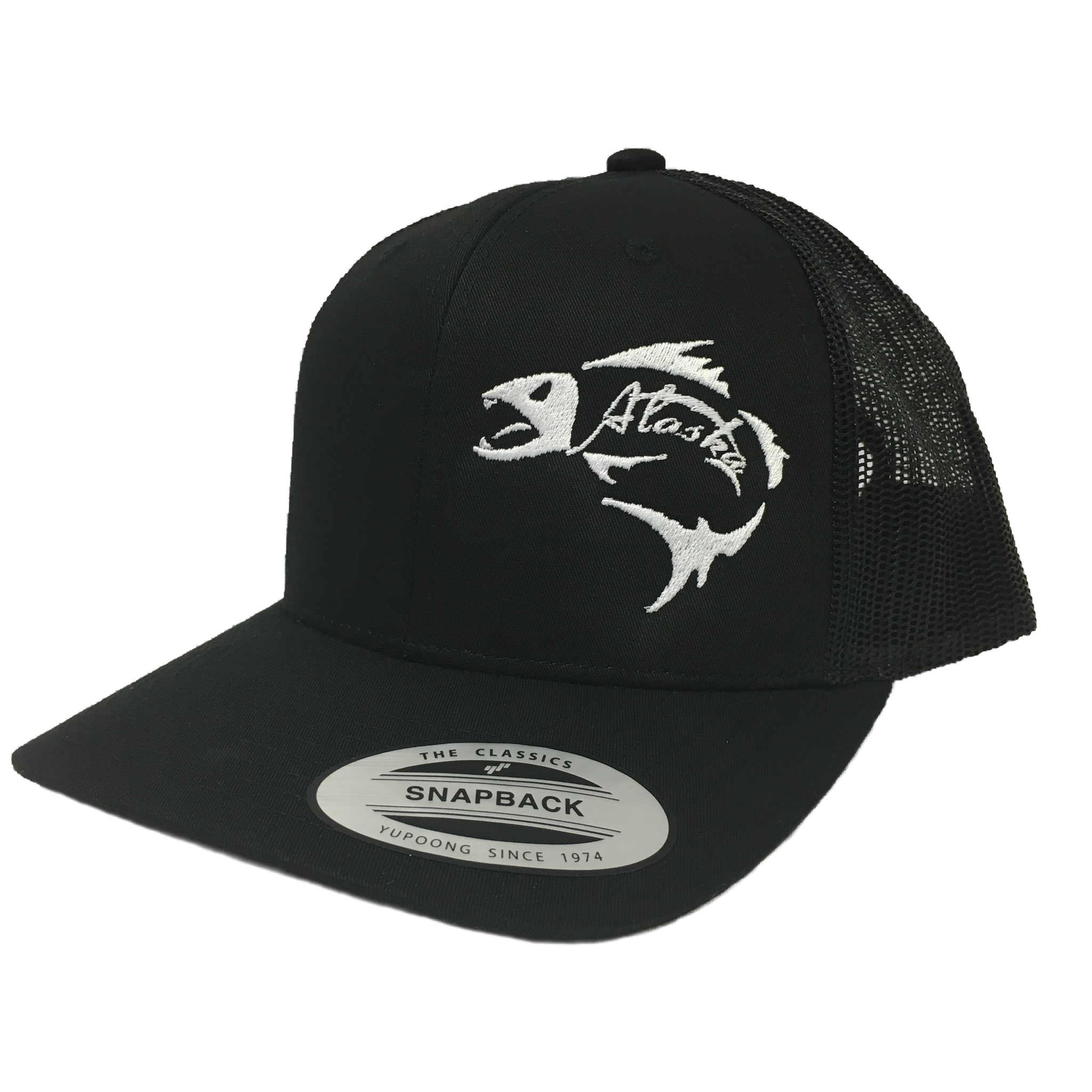 Trendy Apparel Shop Alaska AK Old English Trucker Mesh Cap - 6 Panel Snapback Flexfit Hat