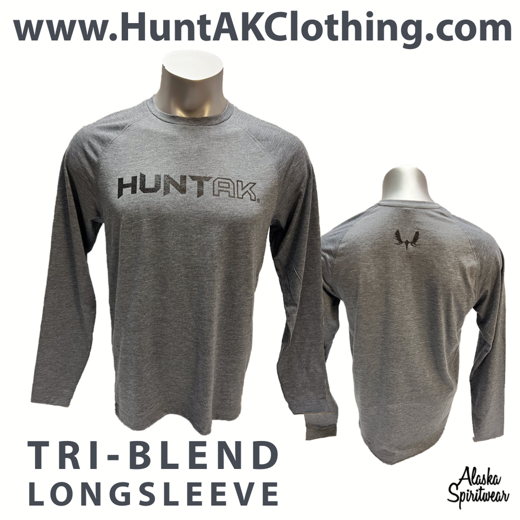 HUNT AK - Moose Skull - Long Sleeve T-Shirt - TriBlend