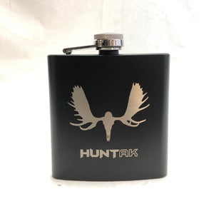 HUNT AK - Moose Skull - 6oz Stainless Flask