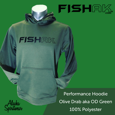 FISH AK - Performance Hoodie - Adult (GREEN ON SALE)