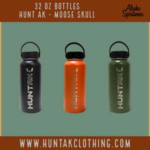 HUNT AK - Moose Skull - 32oz Stainless Water Bottle